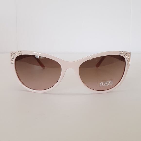 Guess Y2K Rhinestone Rose Sunglasses UV Protection Pink Brown Cat Eye GU7139 - Picture 6 of 9